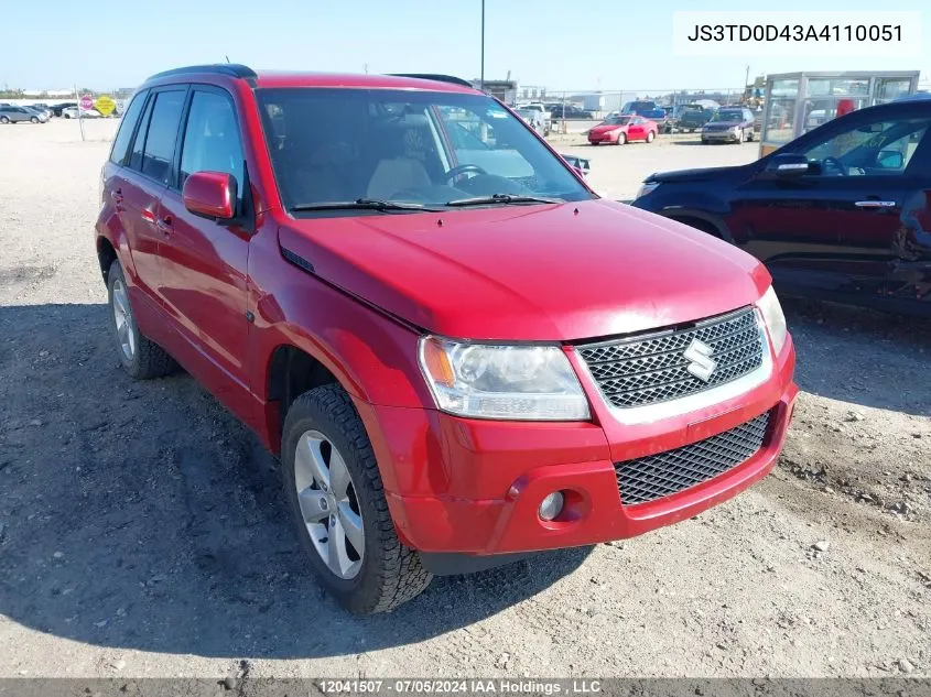 2010 Suzuki Grand Vitara VIN: JS3TD0D43A4110051 Lot: 12041507