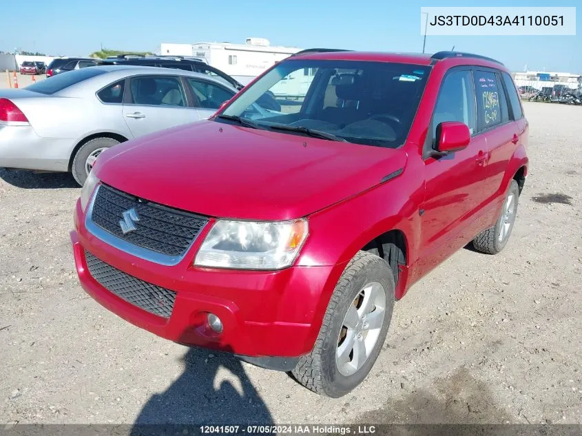 2010 Suzuki Grand Vitara VIN: JS3TD0D43A4110051 Lot: 12041507