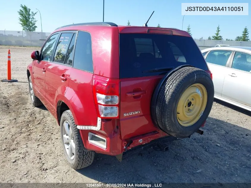 2010 Suzuki Grand Vitara VIN: JS3TD0D43A4110051 Lot: 12041507