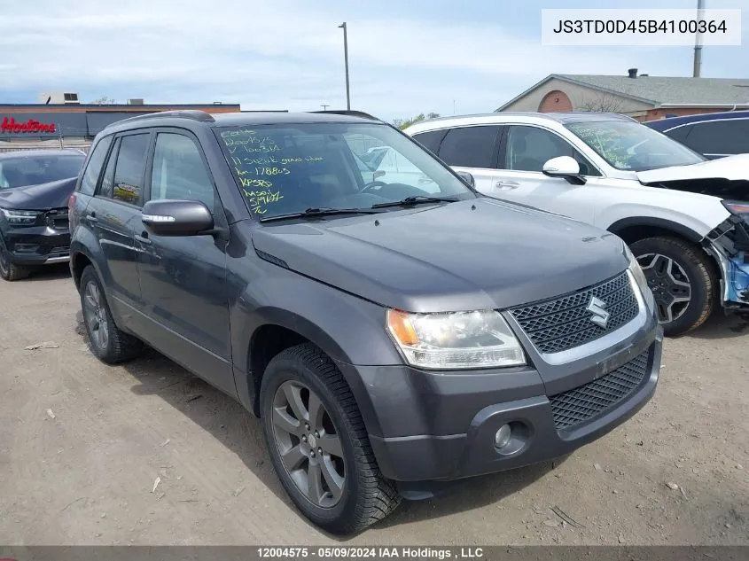 2011 Suzuki Grand Vitara VIN: JS3TD0D45B4100364 Lot: 12004575