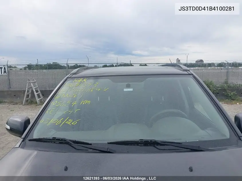 2011 Suzuki Grand Vitara Xsport VIN: JS3TD0D41B4100281 Lot: 12621393