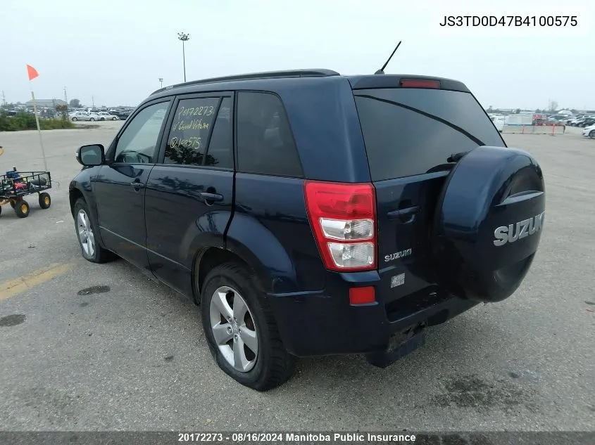 2011 Suzuki Grand Vitara Jlx VIN: JS3TD0D47B4100575 Lot: 20172273