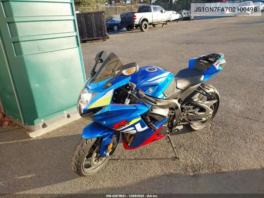 JS1GN7FA7G2100498 2016 Suzuki Gsx-R600