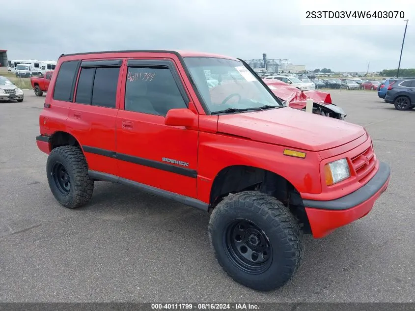 1998 Suzuki Sidekick Jx VIN: 2S3TD03V4W6403070 Lot: 40111799