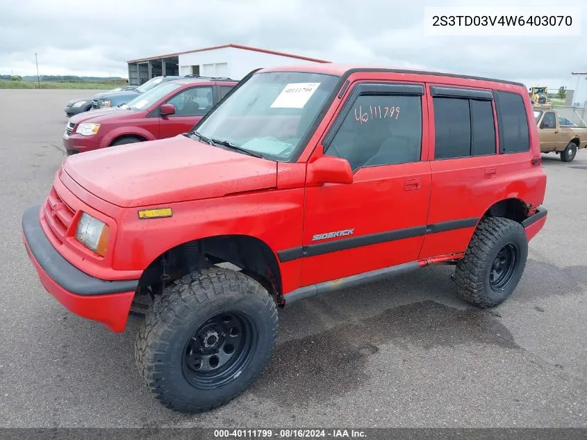 1998 Suzuki Sidekick Jx VIN: 2S3TD03V4W6403070 Lot: 40111799