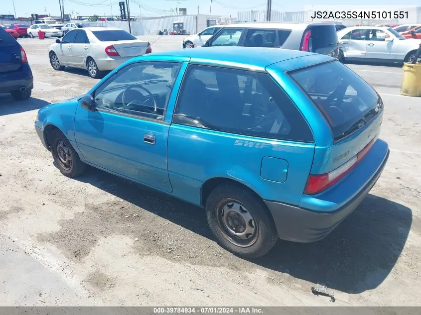 1992 Suzuki Swift Ga VIN: JS2AC35S4N5101551 Lot: 39784934