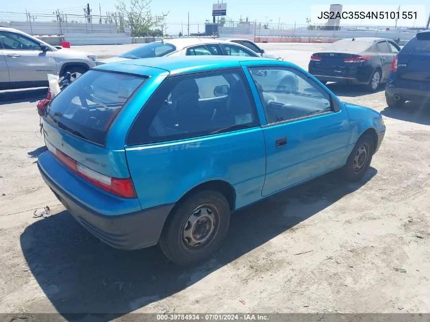 1992 Suzuki Swift Ga VIN: JS2AC35S4N5101551 Lot: 39784934