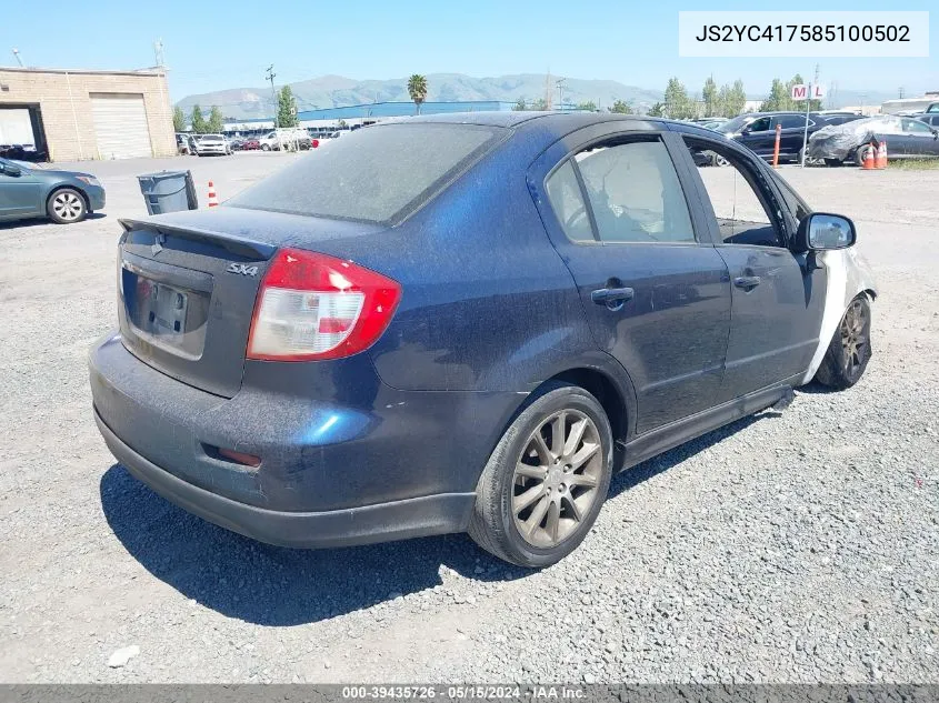 2008 Suzuki Sx4 Sport Touring 2 VIN: JS2YC417585100502 Lot: 39435726