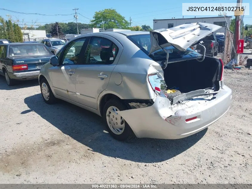 2008 Suzuki Sx4 VIN: JS2YC412485102715 Lot: 40221363