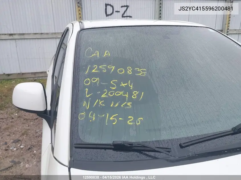 2009 Suzuki Sx4 VIN: JS2YC415596200481 Lot: 12590838