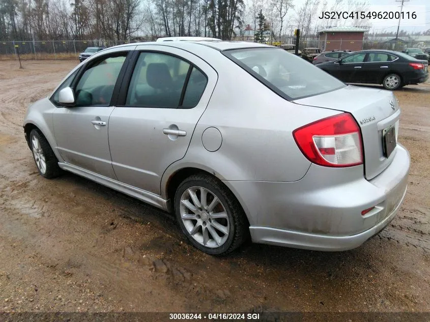 2009 Suzuki Sx4 VIN: JS2YC415496200116 Lot: 30036244