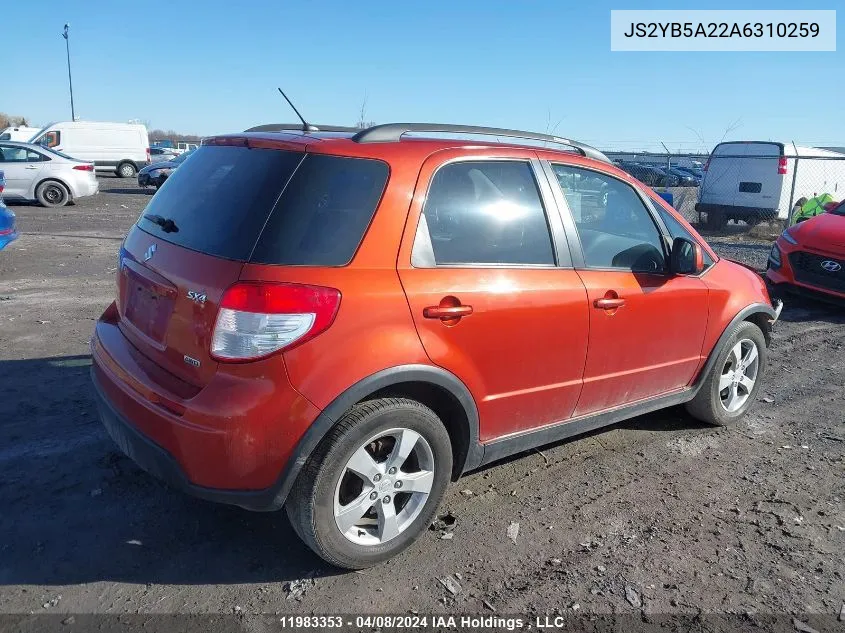 JS2YB5A22A6310259 2010 Suzuki Sx4 Jx