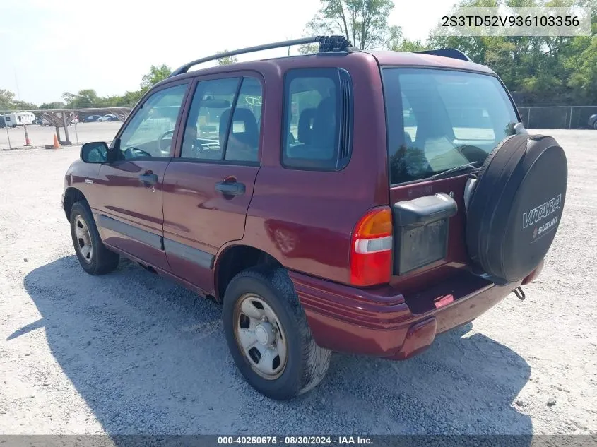 2003 Suzuki Vitara VIN: 2S3TD52V936103356 Lot: 40250675