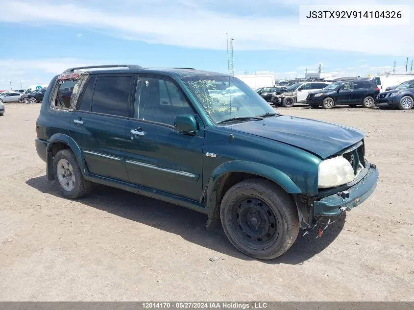 2001 Suzuki Xl-7 VIN: JS3TX92V914104326 Lot: 12014170