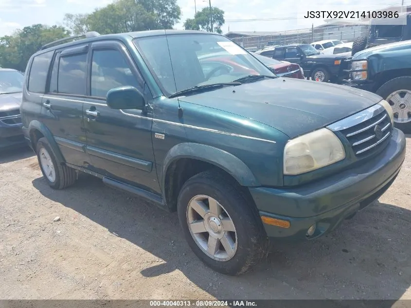 2001 Suzuki Grand Vitara Xl-7 VIN: JS3TX92V214103986 Lot: 40436172