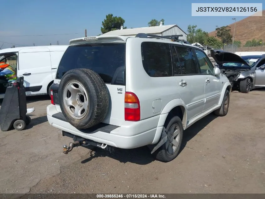 2002 Suzuki Xl-7 Limited/Plus/Standard/Touring VIN: JS3TX92V824126156 Lot: 39855246