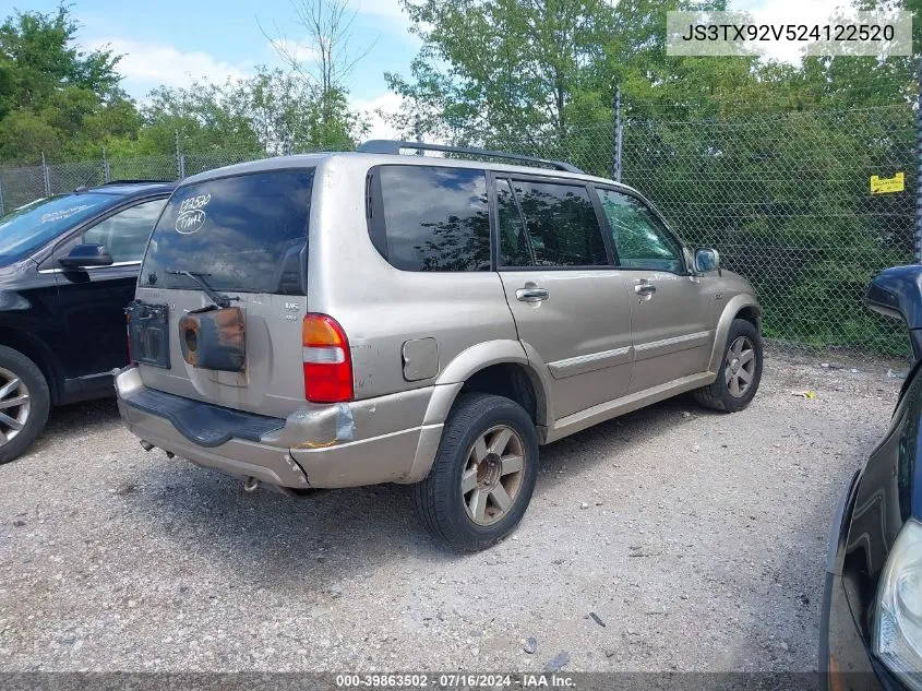 2002 Suzuki Xl-7 Limited/Plus/Standard/Touring VIN: JS3TX92V524122520 Lot: 39863502