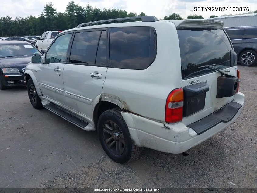 2002 Suzuki Xl-7 Limited/Plus/Standard/Touring VIN: JS3TY92V824103876 Lot: 40112027