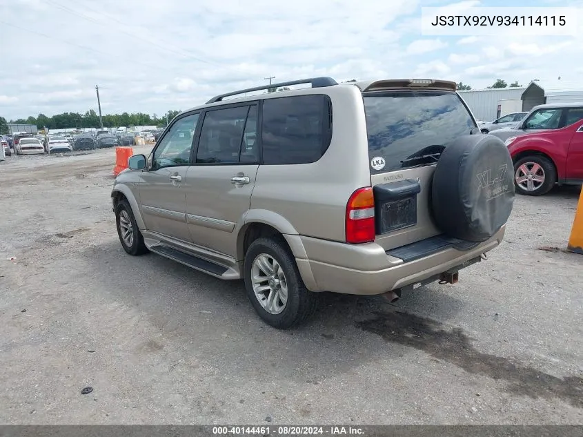 2003 Suzuki Xl-7 Ltd/Touring VIN: JS3TX92V934114115 Lot: 40144461