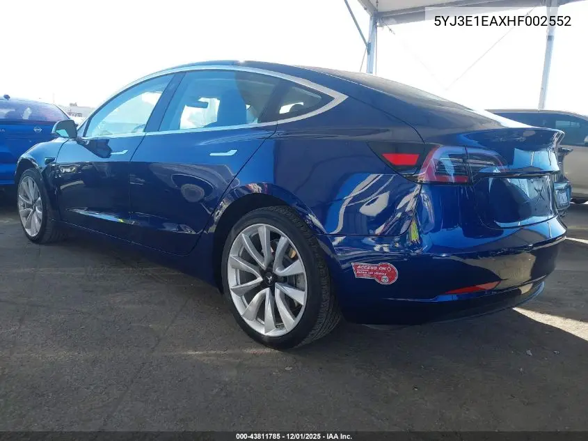 5YJ3E1EAXHF002552 2017 Tesla Model 3 Long Range/Standard