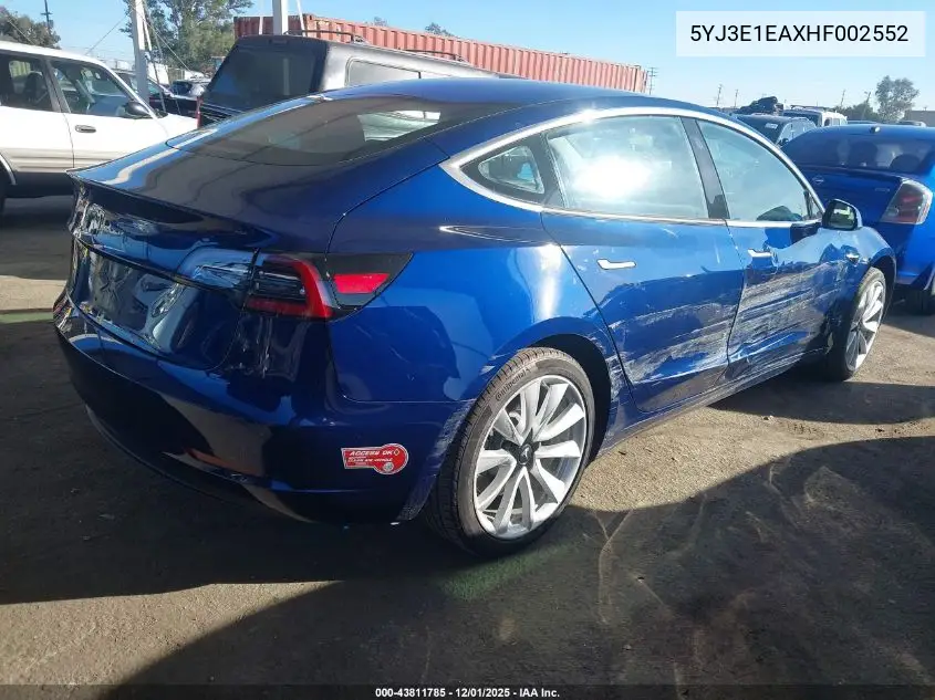 5YJ3E1EAXHF002552 2017 Tesla Model 3 Long Range/Standard