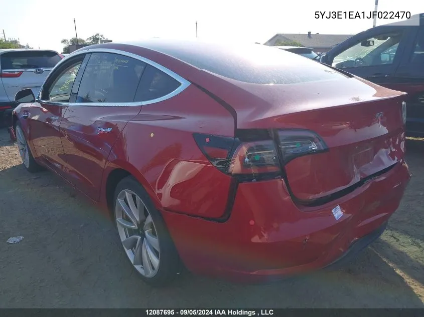 5YJ3E1EA1JF022470 2018 Tesla Model 3 Long Range/Mid Range