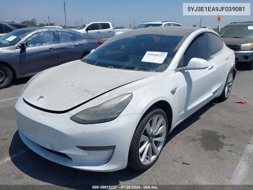 2018 Tesla Model 3 VIN: 5YJ3E1EA9JF039081 Lot: 39910227