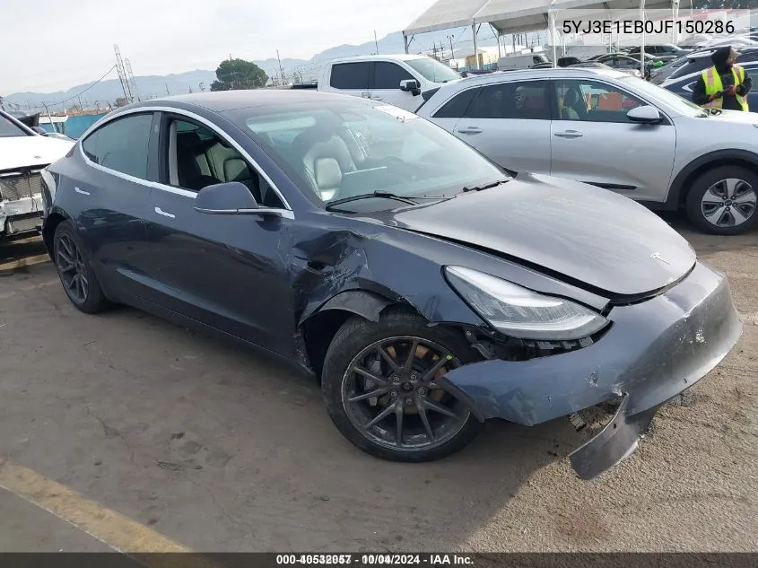 5YJ3E1EB0JF150286 2018 Tesla Model 3 Long Range/Performance