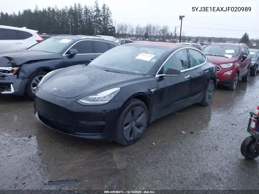 5YJ3E1EAXJF020989 2018 Tesla Model 3 Long Range/Mid Range