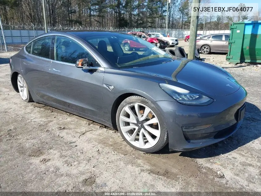 5YJ3E1EBXJF064077 2018 Tesla Model 3 Long Range/Performance