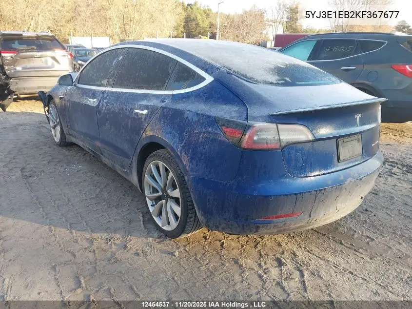 5YJ3E1EB2KF367677 2019 Tesla Model 3
