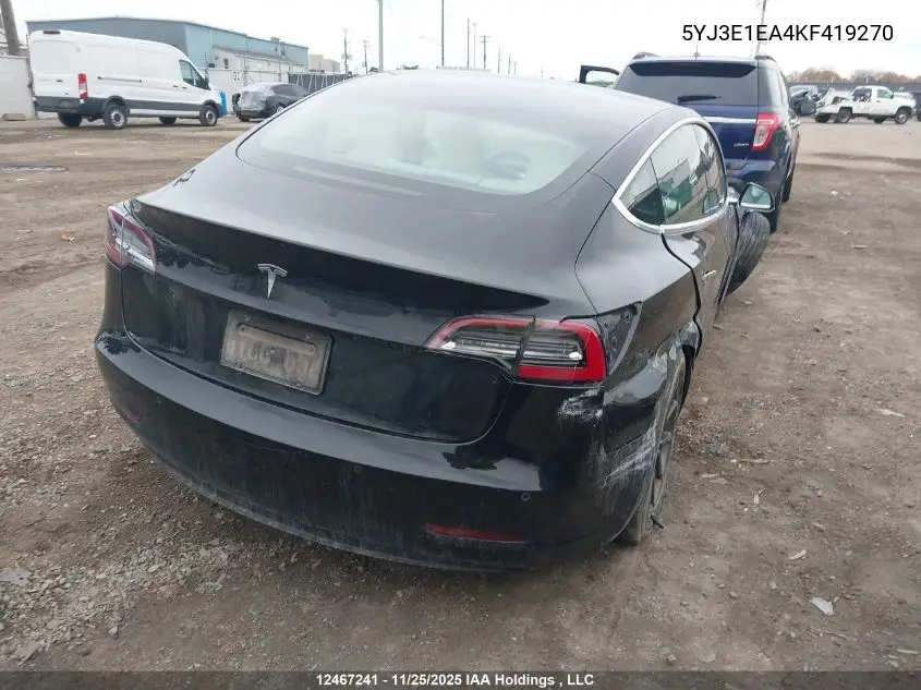 5YJ3E1EA4KF419270 2019 Tesla Model 3 Long Range/Mid Range/Standard Range/Standard Range Plus