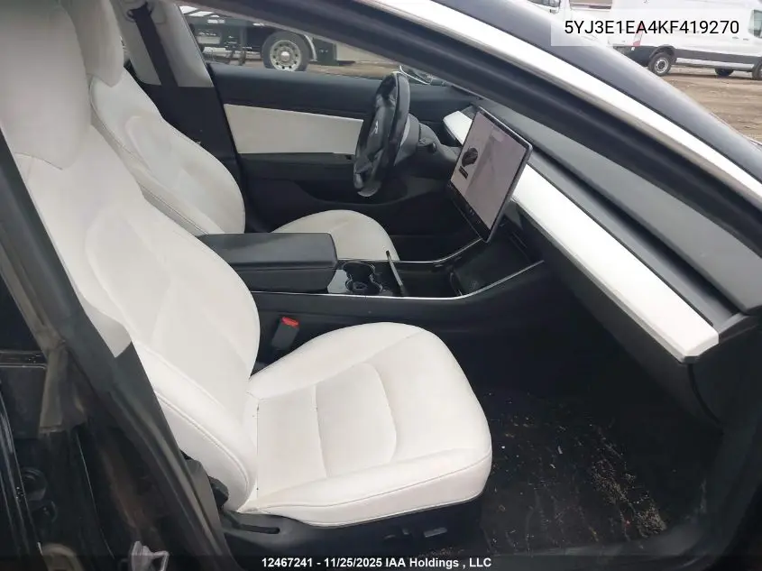 5YJ3E1EA4KF419270 2019 Tesla Model 3 Long Range/Mid Range/Standard Range/Standard Range Plus