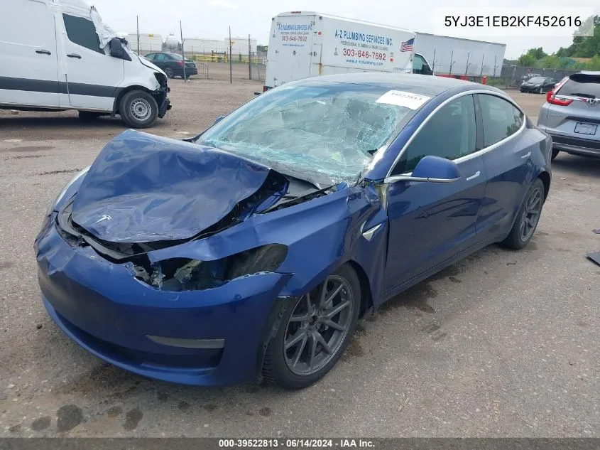 5YJ3E1EB2KF452616 2019 Tesla Model 3 Long Range/Performance