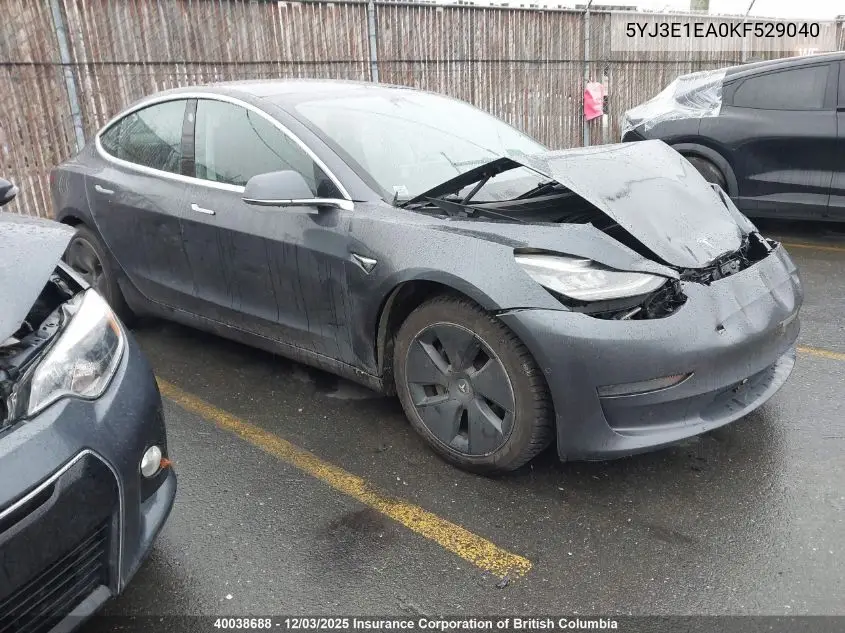 5YJ3E1EA0KF529040 2019 Tesla Model 3