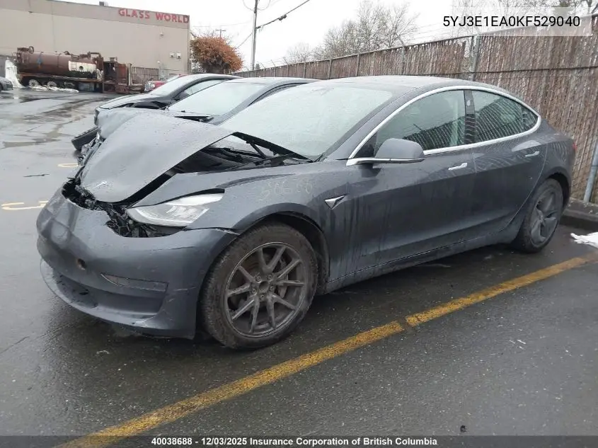 5YJ3E1EA0KF529040 2019 Tesla Model 3