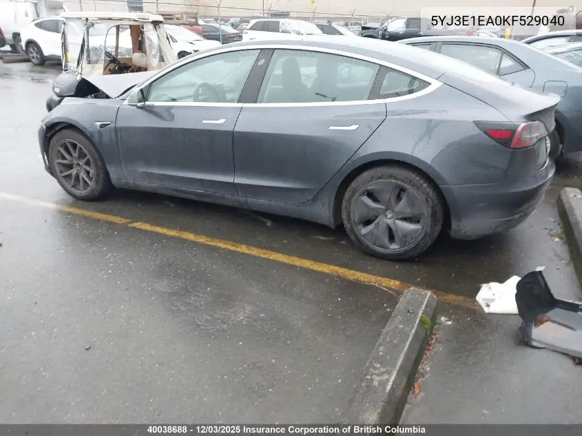 5YJ3E1EA0KF529040 2019 Tesla Model 3