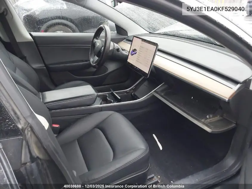 5YJ3E1EA0KF529040 2019 Tesla Model 3