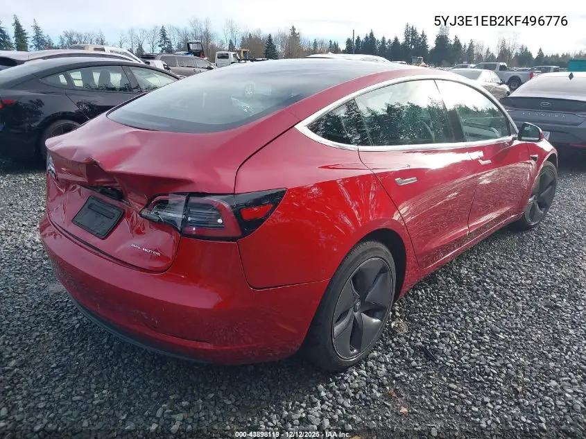 5YJ3E1EB2KF496776 2019 Tesla Model 3 Long Range/Performance