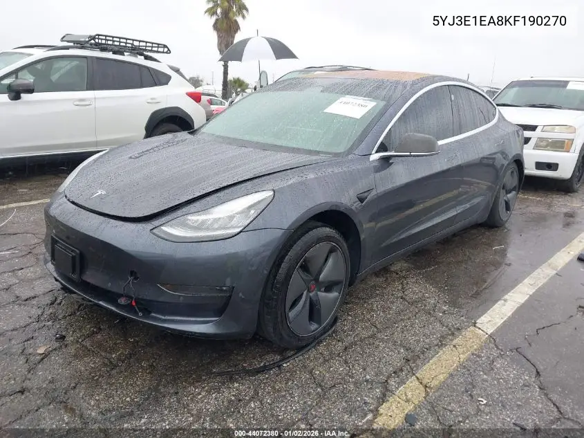 5YJ3E1EA8KF190270 2019 Tesla Model 3 Long Range/Mid Range/Standard Range/Standard Range Plus