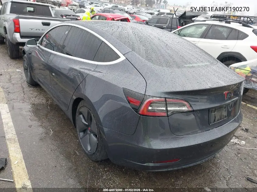 5YJ3E1EA8KF190270 2019 Tesla Model 3 Long Range/Mid Range/Standard Range/Standard Range Plus