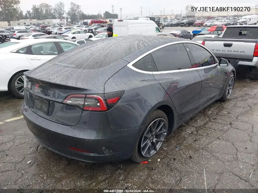 5YJ3E1EA8KF190270 2019 Tesla Model 3 Long Range/Mid Range/Standard Range/Standard Range Plus