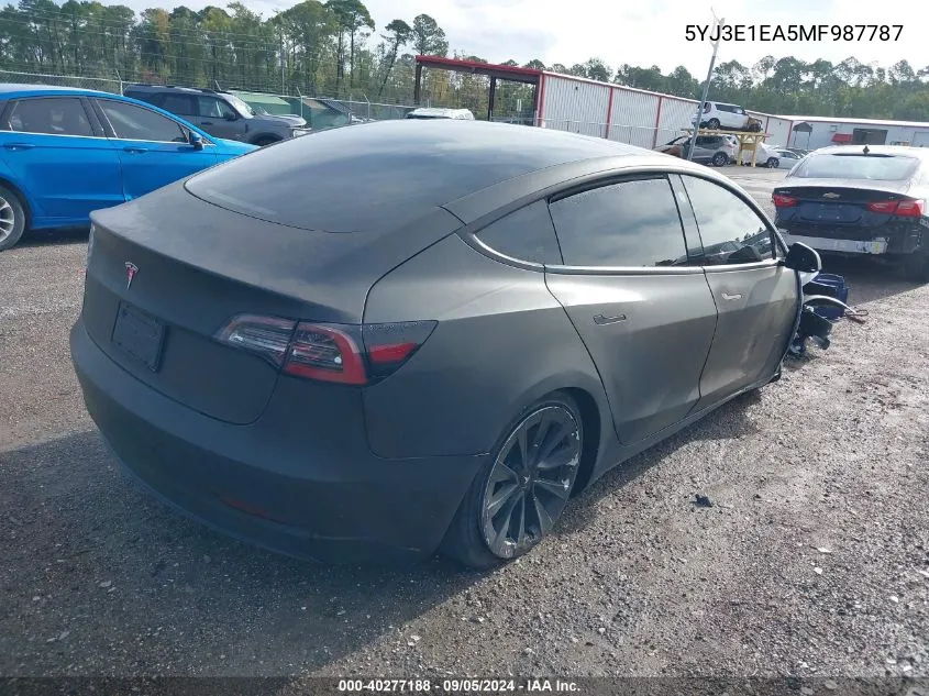 5YJ3E1EA5MF987787 2021 Tesla Model 3 Standard Range Plus Rear-Wheel Drive