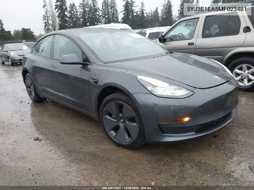 5YJ3E1EA5MF023481 2021 Tesla Model 3 Standard Range Plus Rear-Wheel Drive