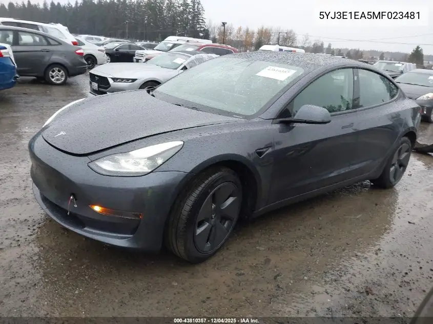 5YJ3E1EA5MF023481 2021 Tesla Model 3 Standard Range Plus Rear-Wheel Drive