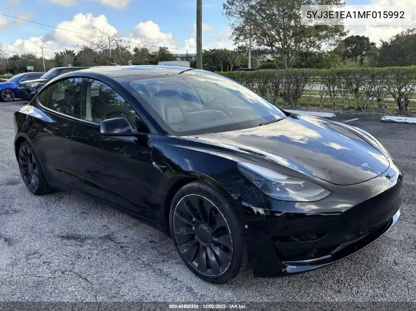 5YJ3E1EA1MF015992 2021 Tesla Model 3 Standard Range Plus Rear-Wheel Drive