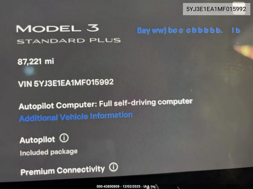 5YJ3E1EA1MF015992 2021 Tesla Model 3 Standard Range Plus Rear-Wheel Drive