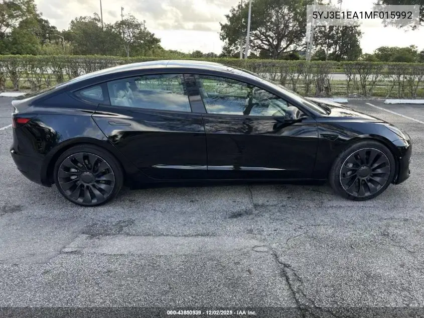 5YJ3E1EA1MF015992 2021 Tesla Model 3 Standard Range Plus Rear-Wheel Drive