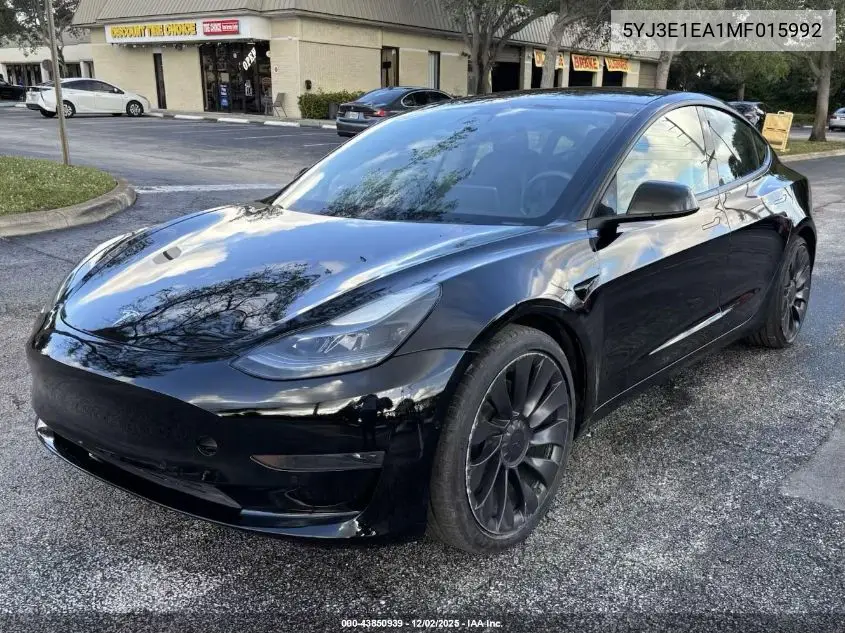 5YJ3E1EA1MF015992 2021 Tesla Model 3 Standard Range Plus Rear-Wheel Drive