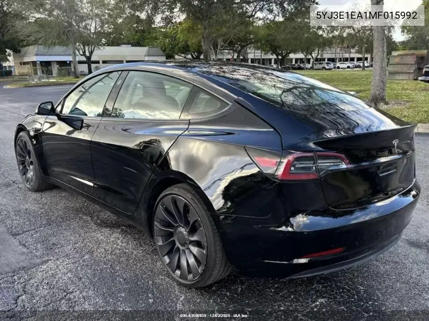 5YJ3E1EA1MF015992 2021 Tesla Model 3 Standard Range Plus Rear-Wheel Drive